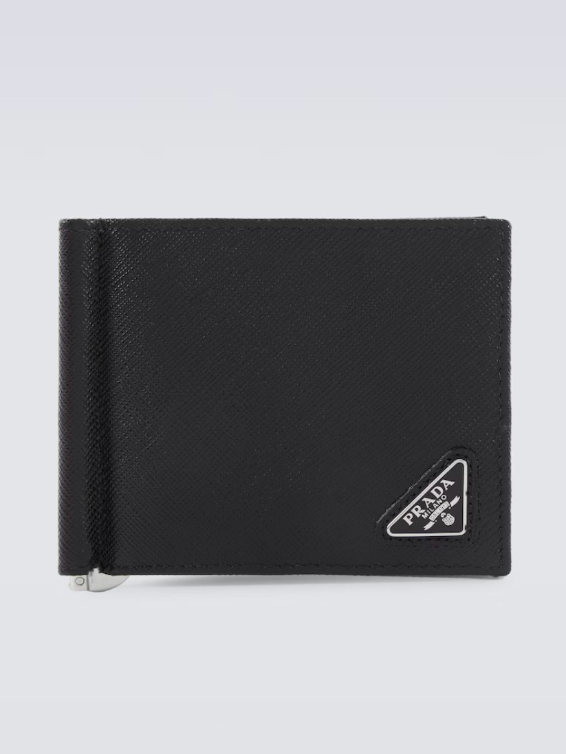 Authentic Prada Men’s Black Saffiano Leather Money Clip Wallet